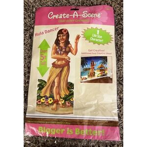 HAWAIIAN HULA GIRL 5 Ft Plastic Cut Out Party Decor (only Hula Girl) New